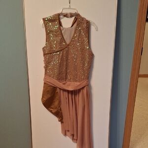 Ice Skating Or Dance Sequin Sleeveless Dress with Asymmetrical Skirt